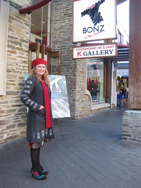 Kate Williamson with one of her masterpieces at BONZ Gallery